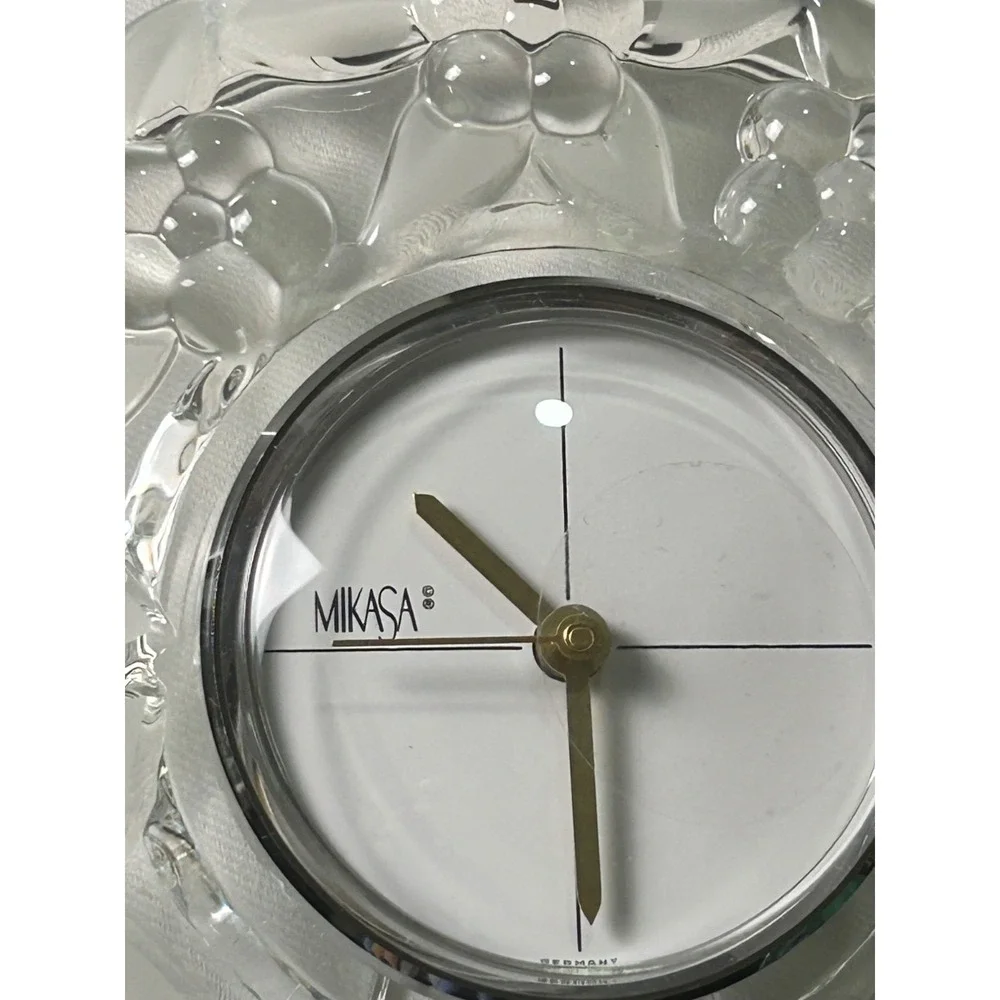 Mikasa‎ Carmen Crystal Floral Desk Clock 6 1/4